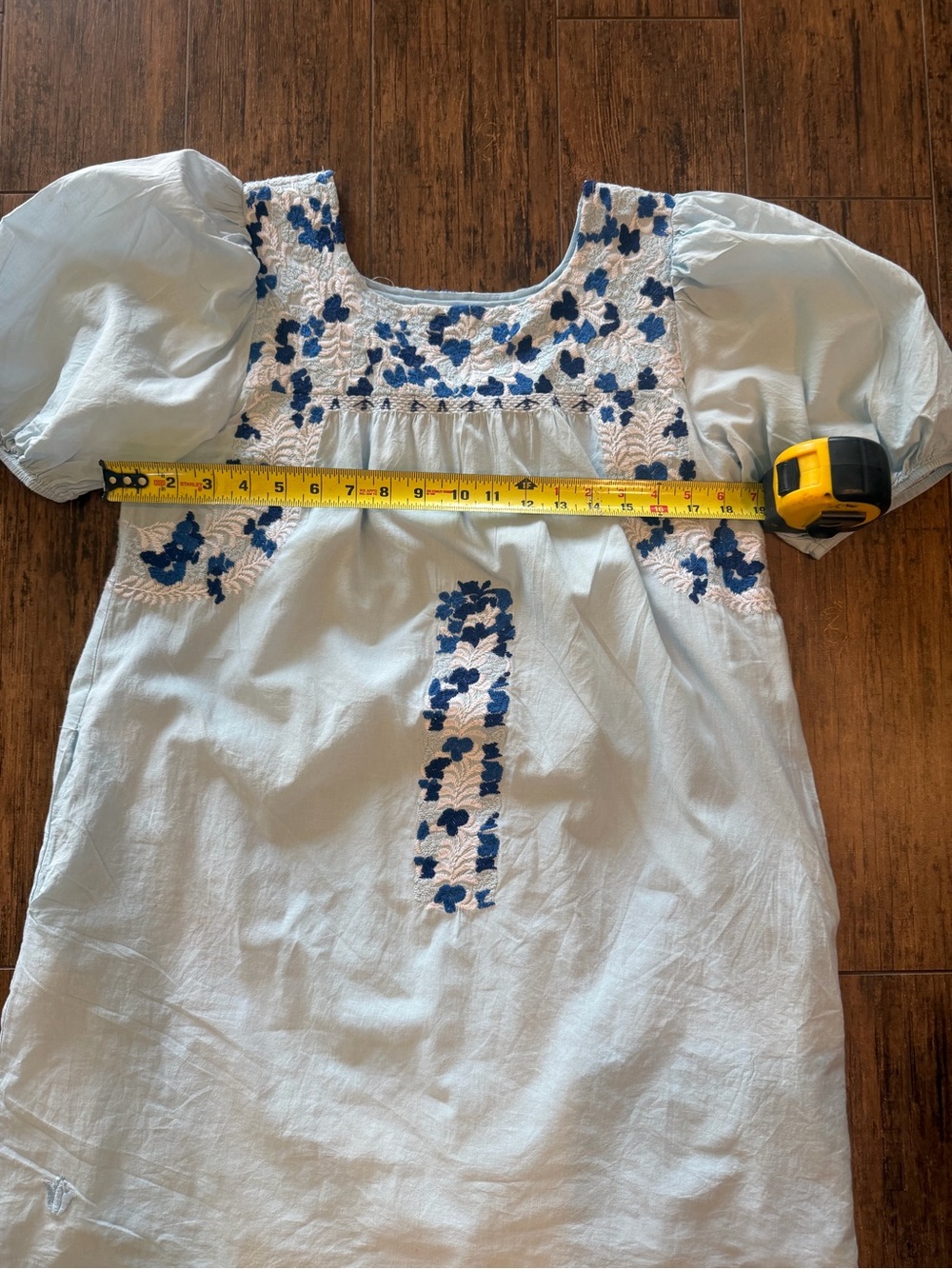 J. Marie blue dress features intricate blue and white floral embroidery Small - Picture 5 of 6